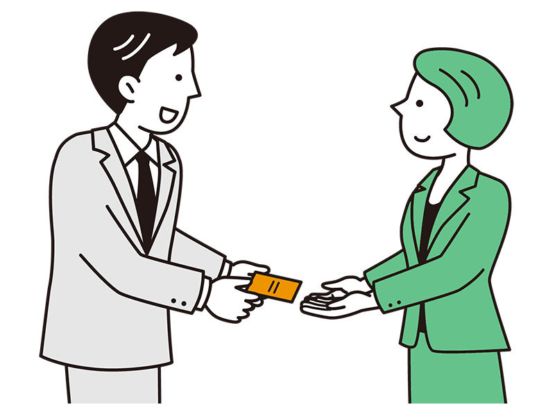 カードを手渡すイラスト